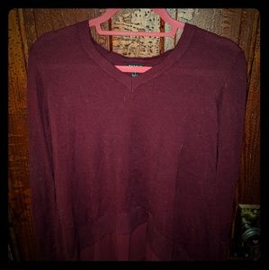 🌻Cranberry Long Sleeve Blouse w/Gauze trim on hem